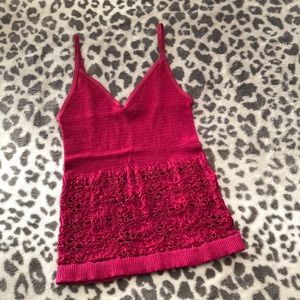 Free People Intimately Red Crochet Open Weave Tank Top Size XS/S